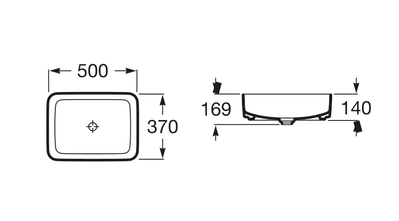 Умывальник Roca Inspira Square 37х50 см на столешницу (A327530000)
